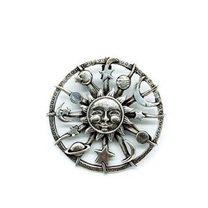 Vintage Celestial Solar System Planets Stars Sterling Silver Pin Brooch Pendant